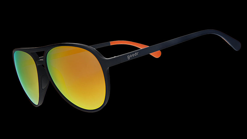 Call Me Tarmac Daddy | schwarze Pilotenbrille mit bernsteinfarbenen Gläsern | goodr MACH G sunglasses