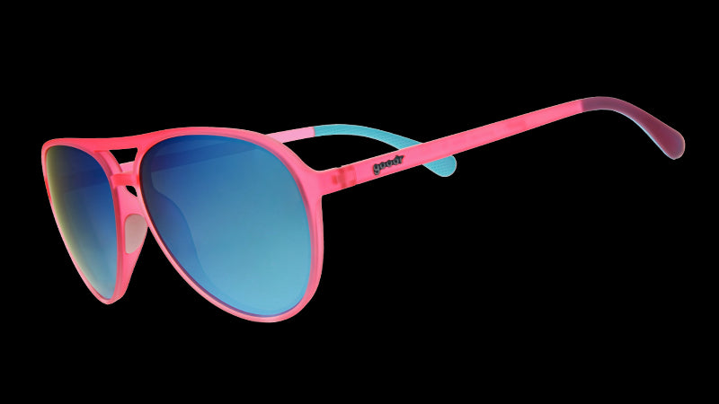 Carl ist mein Co-Pilot | rosa Fliegerbrille mit blauen Gläsern | goodr MACH G sunglasses
