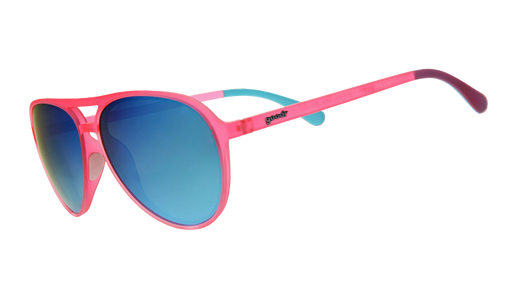 Carl ist mein Co-Pilot | rosa Fliegerbrille mit blauen Gläsern | goodr MACH G sunglasses