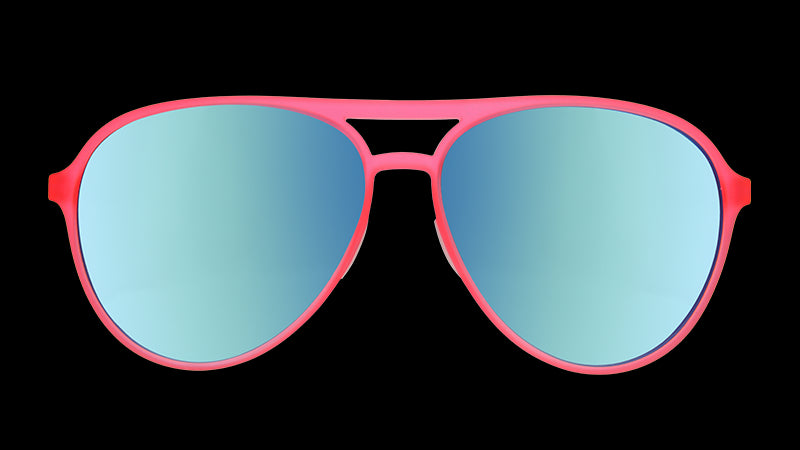 Carl ist mein Co-Pilot | rosa Fliegerbrille mit blauen Gläsern | goodr MACH G sunglasses