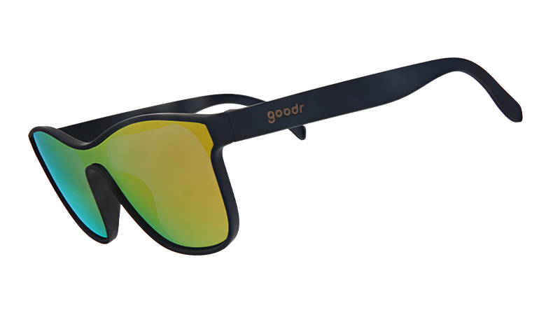 From Zero to Blitzed |schwarze Sonnenbrille im futuristischen Stil mit bernsteinfarbenen Gläsern | goodr sunglasses